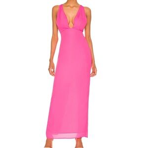 Lucinda strappy hot pink maxi dress